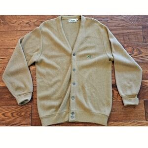 Vintage 60s Union Izod Lacoste‎ V-Neck Cardigan Sweater Sz M Brown Grunge Cobain